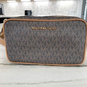Michael Kors Gold and Brown Belt Bag with Signature Monogram